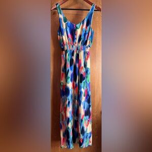 Maeve by Anthropologie Aloisa Watercolor Silk Midi Dress